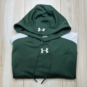 Under Armour Men's Armour Fleece Hoodie Green White Size Medium Performance